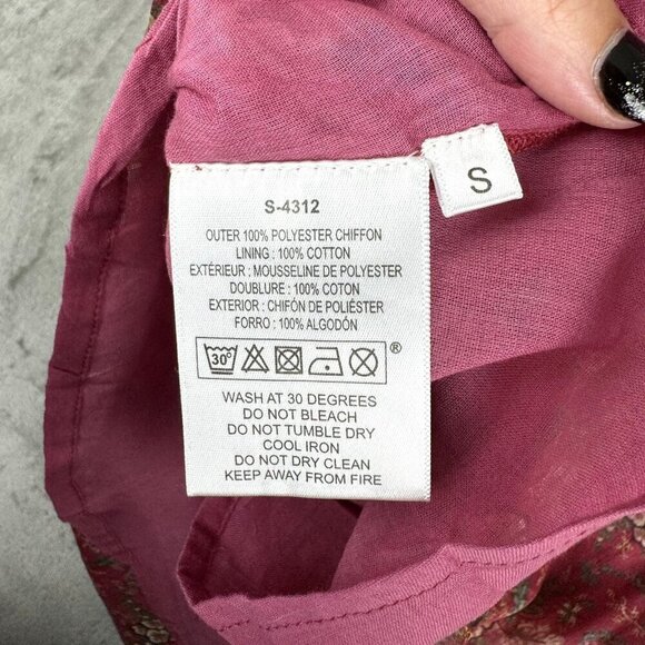 Myra Bag Women Small Mauve Dress Midi Flutter Sleeve Tassle Chiffon Floral Toggl - Picture 14 of 14